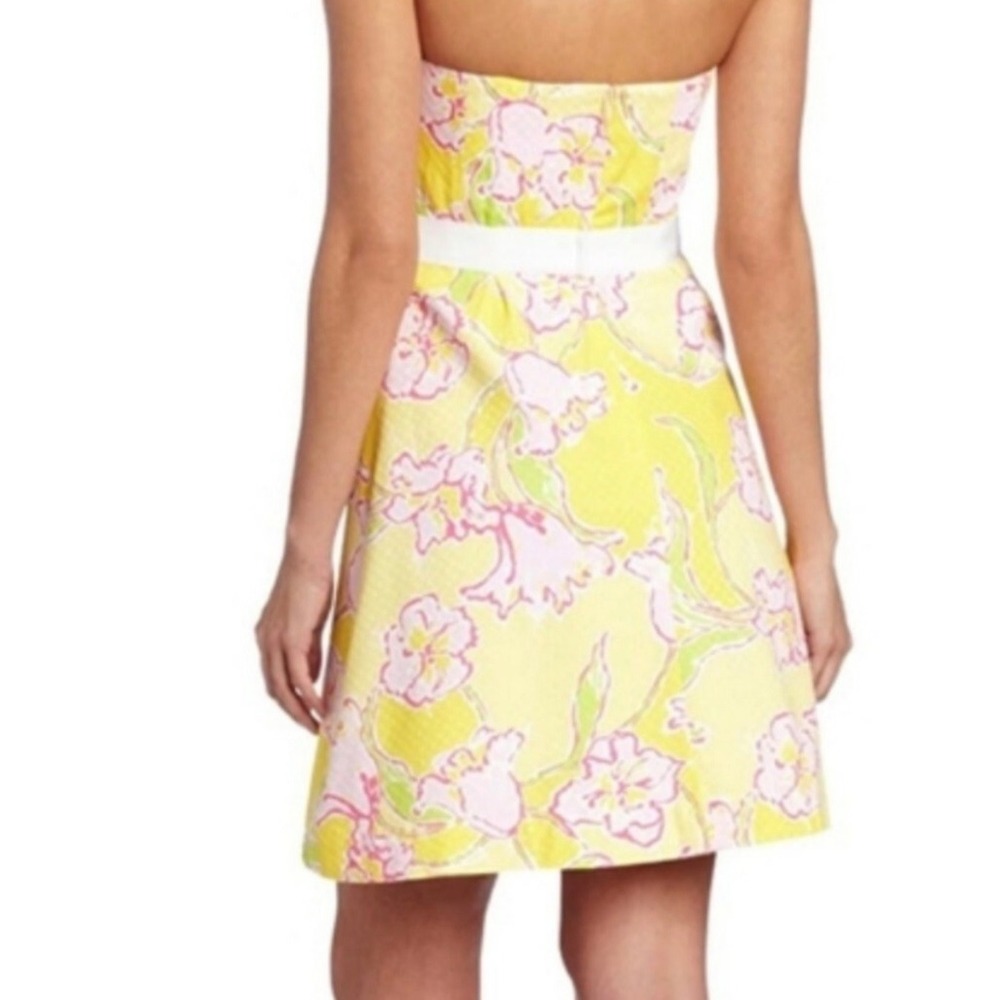 Lilly Pulitzer Amberly strapless mini dress yellow Starfruit Day Lilly floral 2 - Picture 2 of 10